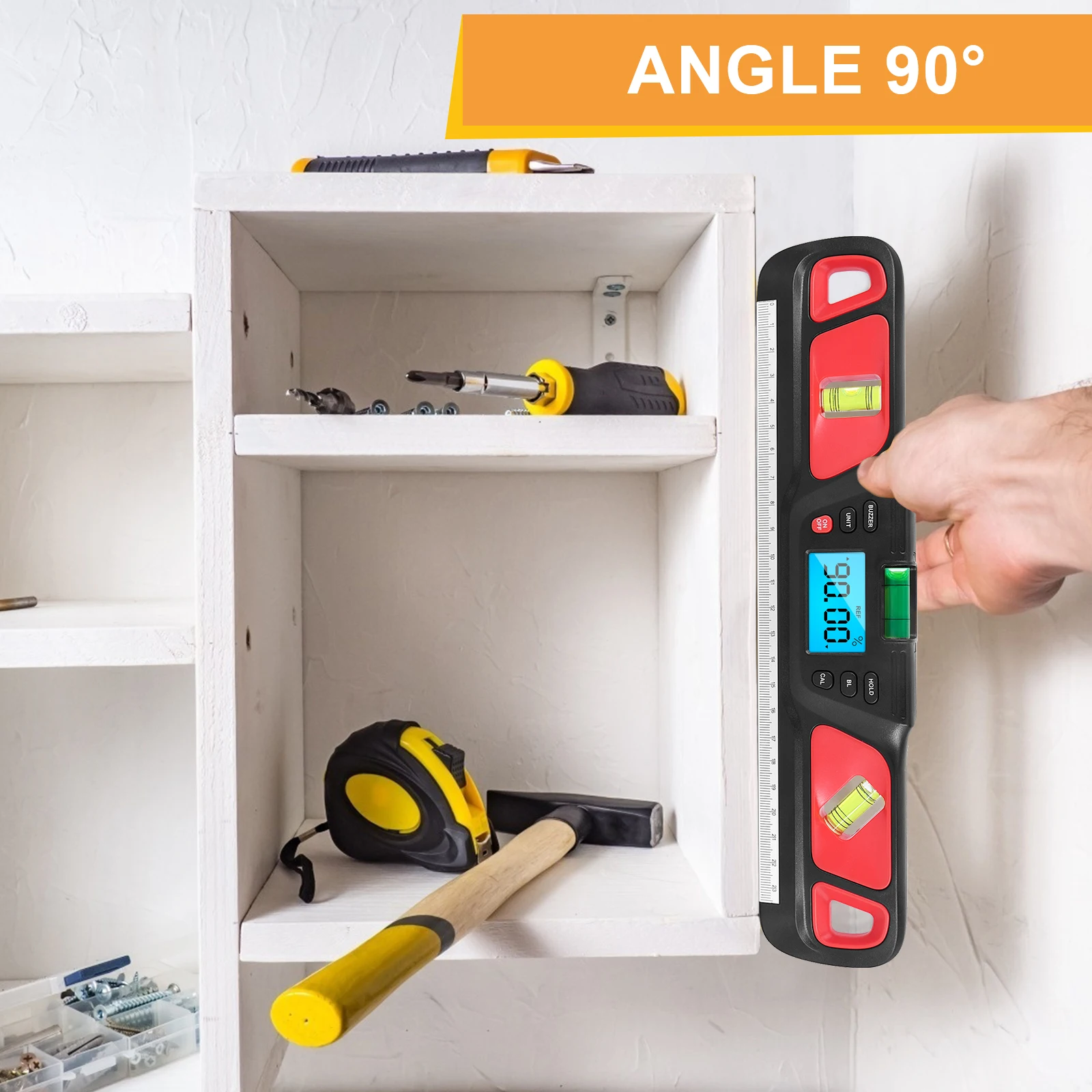 Digitaler Wasserwaage-Neigungsmesser, horizontales Maßstabslineal, elektronisches LED-Display, Winkelmesser, magnetische Basis, Messwerkzeuge Image