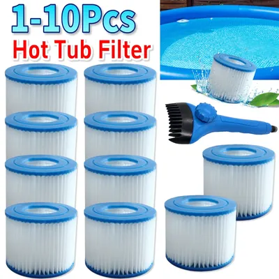 1-10pcs Type VI Hot Tub Filter Soft Rubber Ends SPA Filter Replacement Reusable Swimming Pool Filter for Intex Filter
