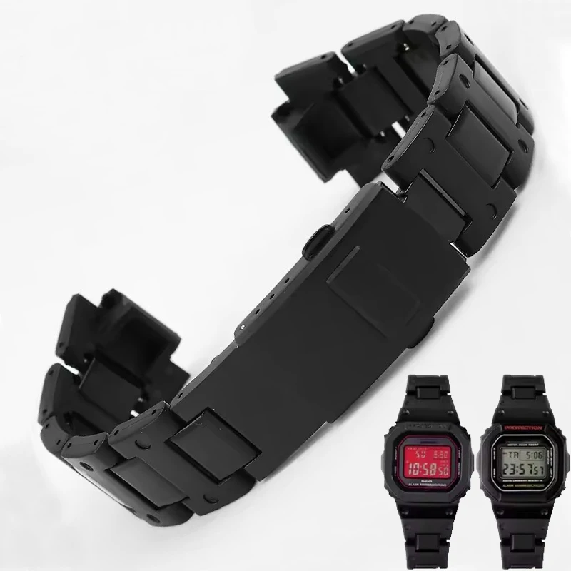 Kunststoff-Stahlarmband Hochwertiges Herrenuhrenarmband für Casio G-SHOCK DW5600 GW-M5610 GA-2100 DW-6900 Serie Schwarzes Armband Image