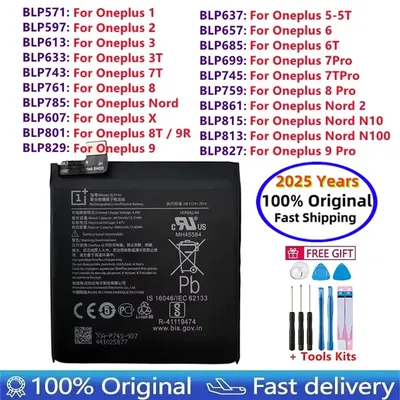 Original Battery For OnePlus One 1 +, 1 2 3 1 + 3 one plus Nord 2 N10 x 3 3 3T 5 5T 6 6T 7 7t 8 8t 9 9R Pro Plus 10Pro Batteries