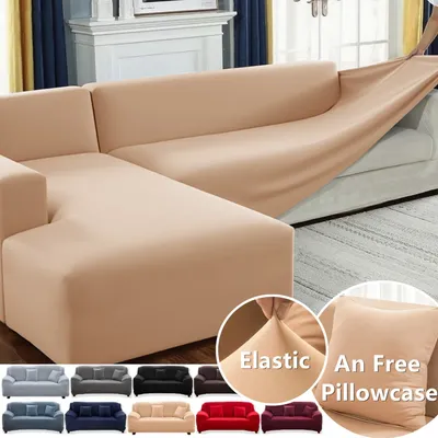 Soil Color Sofa Cover 1 2 3 4 Seater Slip Cover Sofa Couch Stretch Elastic Fabric Chair Loveseat Universal Furniture Protector