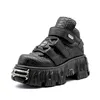 Neue Punk Stil Frauen Schuhe Lace-up Ferse Höhe Plattform Schuhe Frau Gothic Ankle Rock Stiefel Metall Dekor Frau turnschuhe