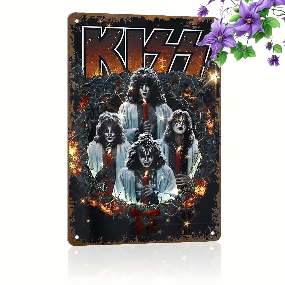 Vintage KISS Band Metallschild Dekorative Plakette | Wandbehang aus Eisen für Zuhause, Bar, Café, Restaurant | Mehrzweck Retro Ar Image