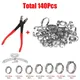 Kit assortimento di fascette stringitubo a orecchio singolo da 140 pezzi 7-21mm Fascetta stringitubo in acciaio inossidabile 304 Anelli di serraggio continuo Fascetta stringitubo + Pinze