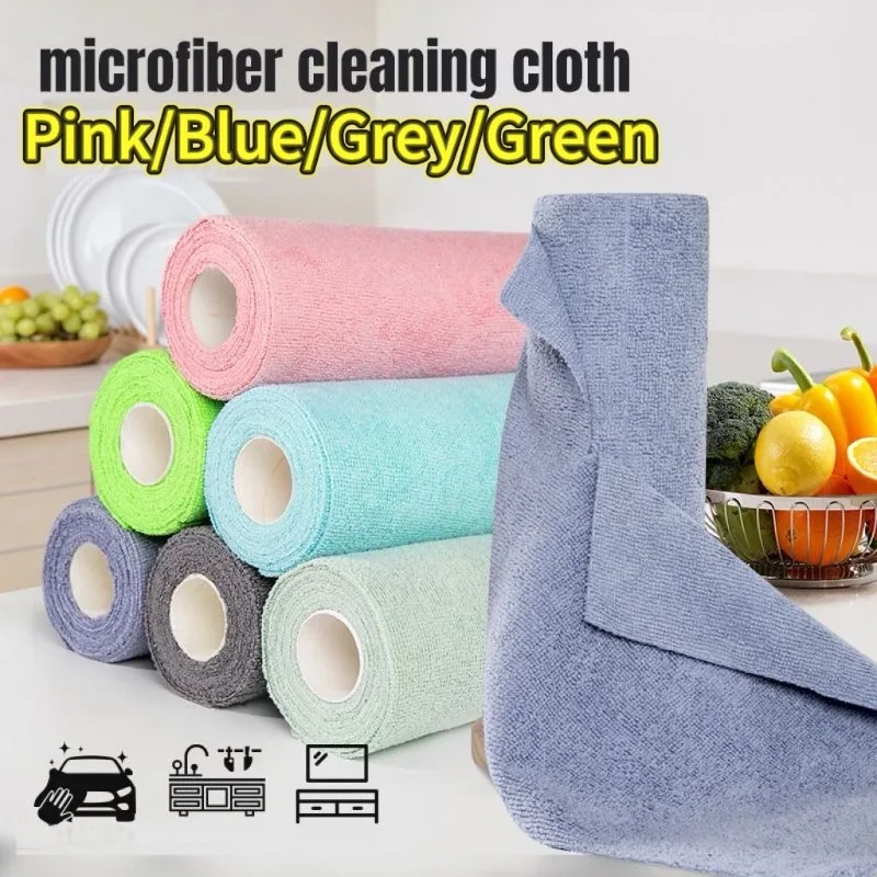 Reusable Cleaning Wipe Household Kitchen Cloth Microfiber Towel Rolls Dish Rags Wash Paper Towel Replacement 1 Roll of 20 Sheets