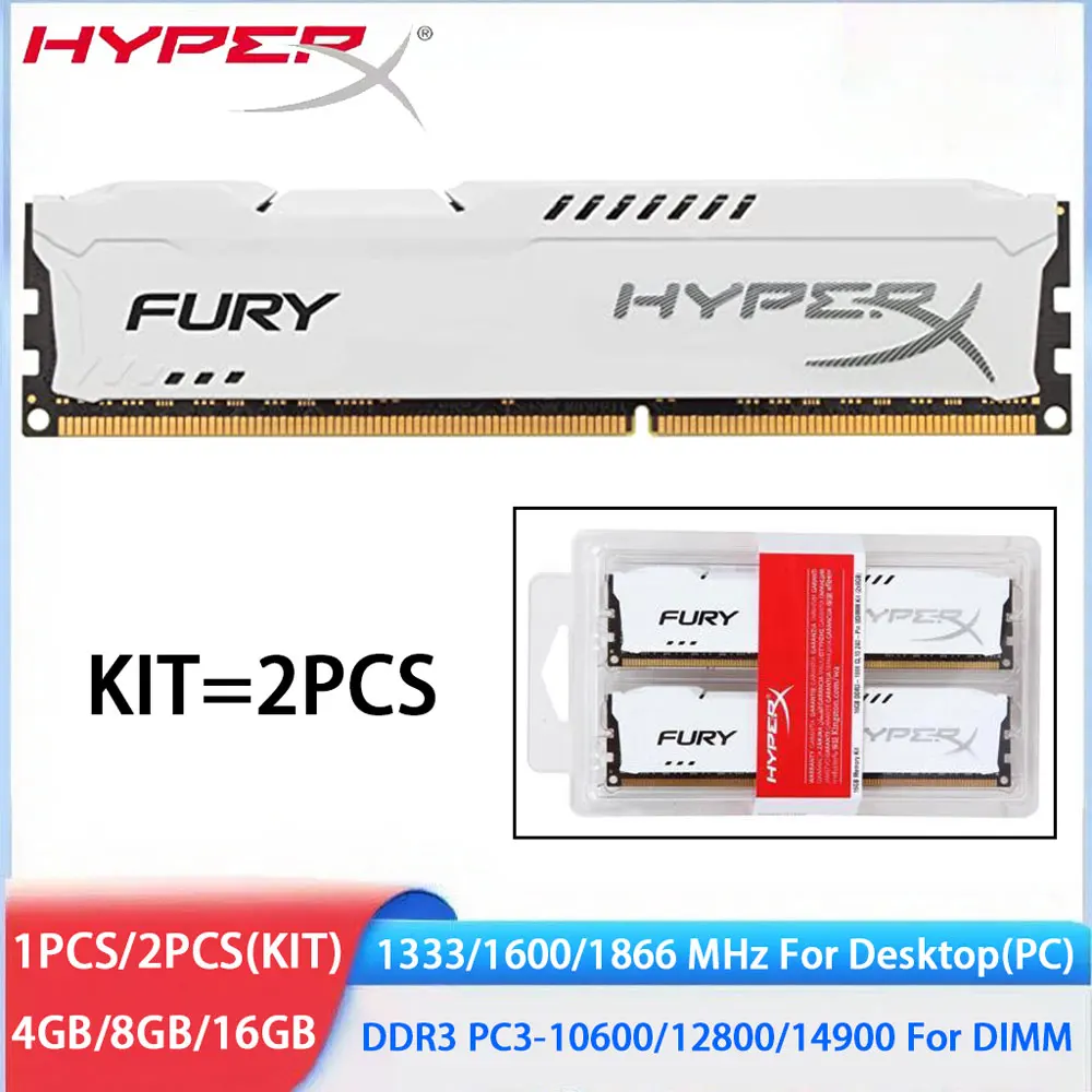 HYPERX DDR3 RAM 4GB 8GB 16GB KIT (2x8G) 1600MHz 1333 1866MHz Desktop Memory DIMM 1.5V 240Pin PC3-12800 14900 10600 For Intel&AMD