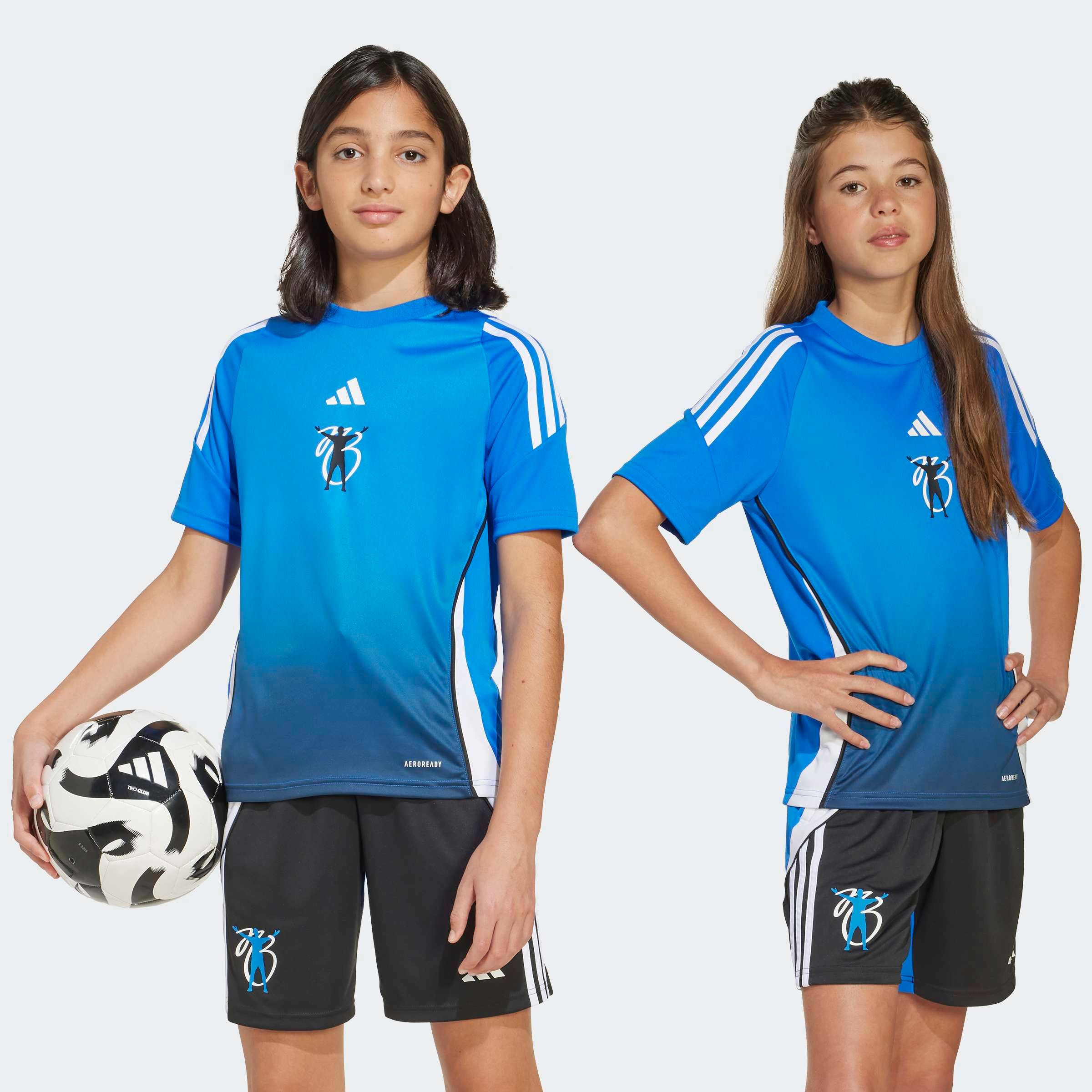 Fußballtrikot ADIDAS PERFORMANCE "JB TR JSY Y", Kinder, Gr. 152, blau (glory blau), Obermaterial: 100% Polyester, Rundhals, Trikots Image