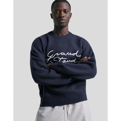 Bershka Embroidered Jacquard Sweater Men S Navy