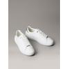 Sneaker CALVIN KLEIN "LACE UP SNEAKER W/SILVER BT CK", Damen, Gr. 39, silber (weiß, silberfarben), Leder, unifarben mit Farbeinsatz, sportlich, Schuhe, Schnürschuh, Halbschuh, Freizeitschuh mit gepolstertem Schaftrand