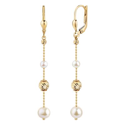 Paar Ohrhänger "585/- Gelbgold glanz Kugeln und Perlen", gelb, FASCINATION BY ELLEN K., Ohrringe, Damen, ONE-SIZE, Gold Image