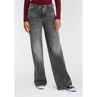 High-waist-Jeans HERRLICHER "Lovely Flared Denim Black", Damen, Gr. 28, N-Gr, grau (titanium), Denim/Jeans, Obermaterial: 98% Baumwolle, 2% Elasthan, casual, bootcut fit, Jeans, im Flared Fit Image