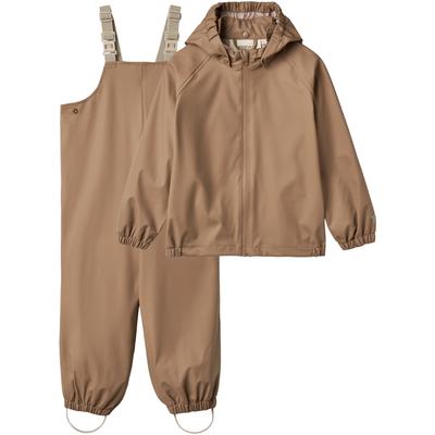 Regenjacke WHEAT "Rainwear Charlie", Jungen, Gr. 128, braun (hazel), Web, Obermaterial: 100% Polyester, unifarben, casual, normal knöchellang, Langarm Raglanärmel elastischer Bund, Jacken, wasserdicht, mit Reflektoren und mit passender Latzhose Image