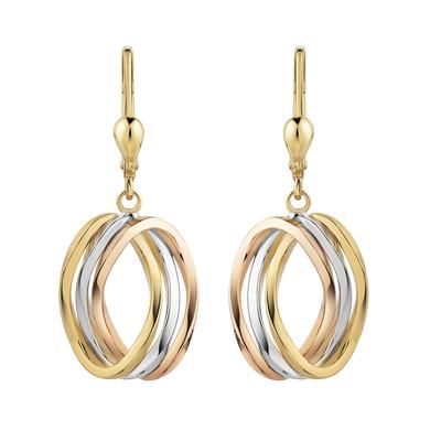 Paar Ohrhänger "375/- Gelbgold 3-farbig oval", bunt (mehrfarbig), FASCINATION BY ELLEN K., Ohrringe, Damen, ONE-SIZE, Gold Image