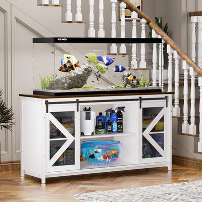 Metal Aquarium Stand with Cabinet for Fish Tank Accessories Storage, 80 Gallon, Turtle/ Reptile Terrariums