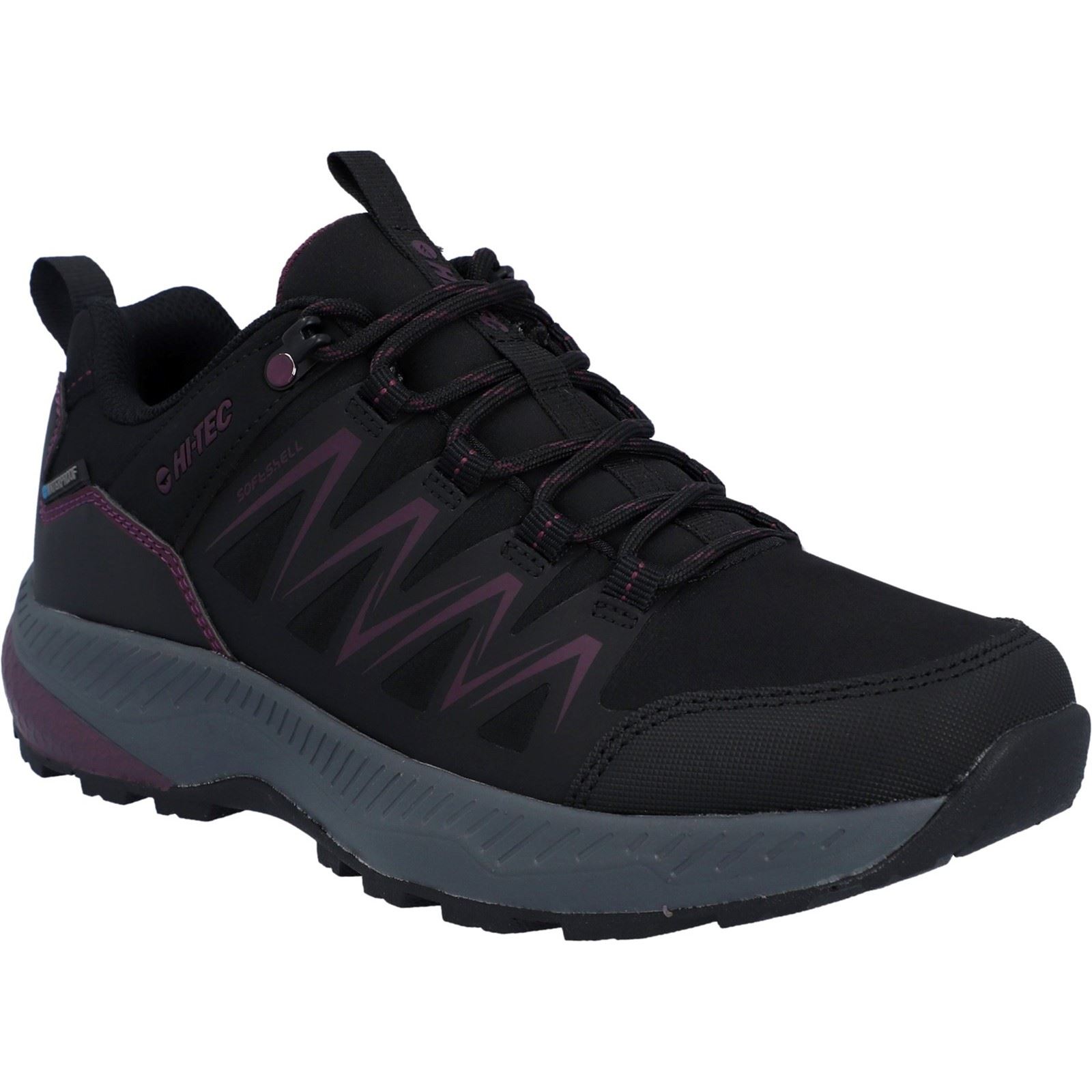 Hi-Tec Stealth Low Womens Polyester Damen Wanderschuhe in Schwarz/Lila