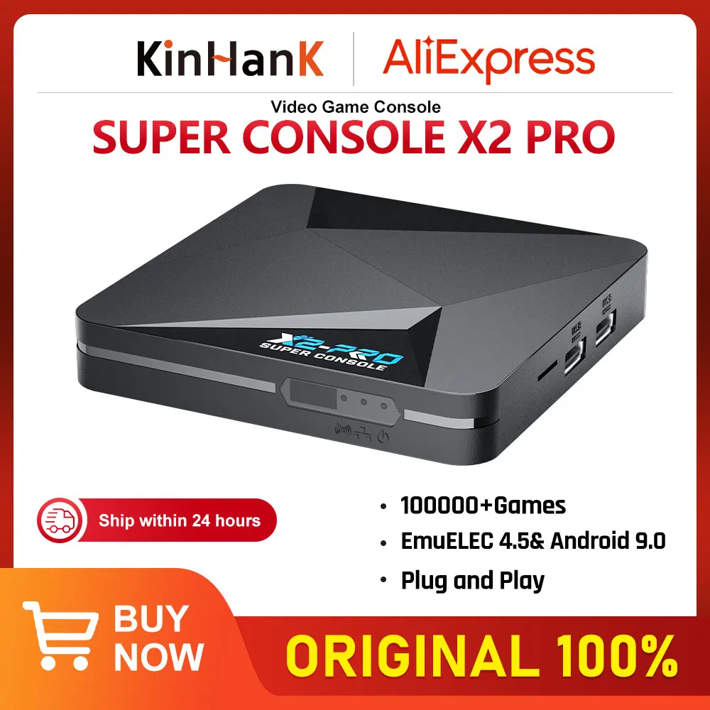 KINHANK Super Console X2 Pro boîte de jeu Console de jeu vidéo rétro 100000 jeux vidéo pour SS/MAME/DC/NAOMI avec manettes de jeu