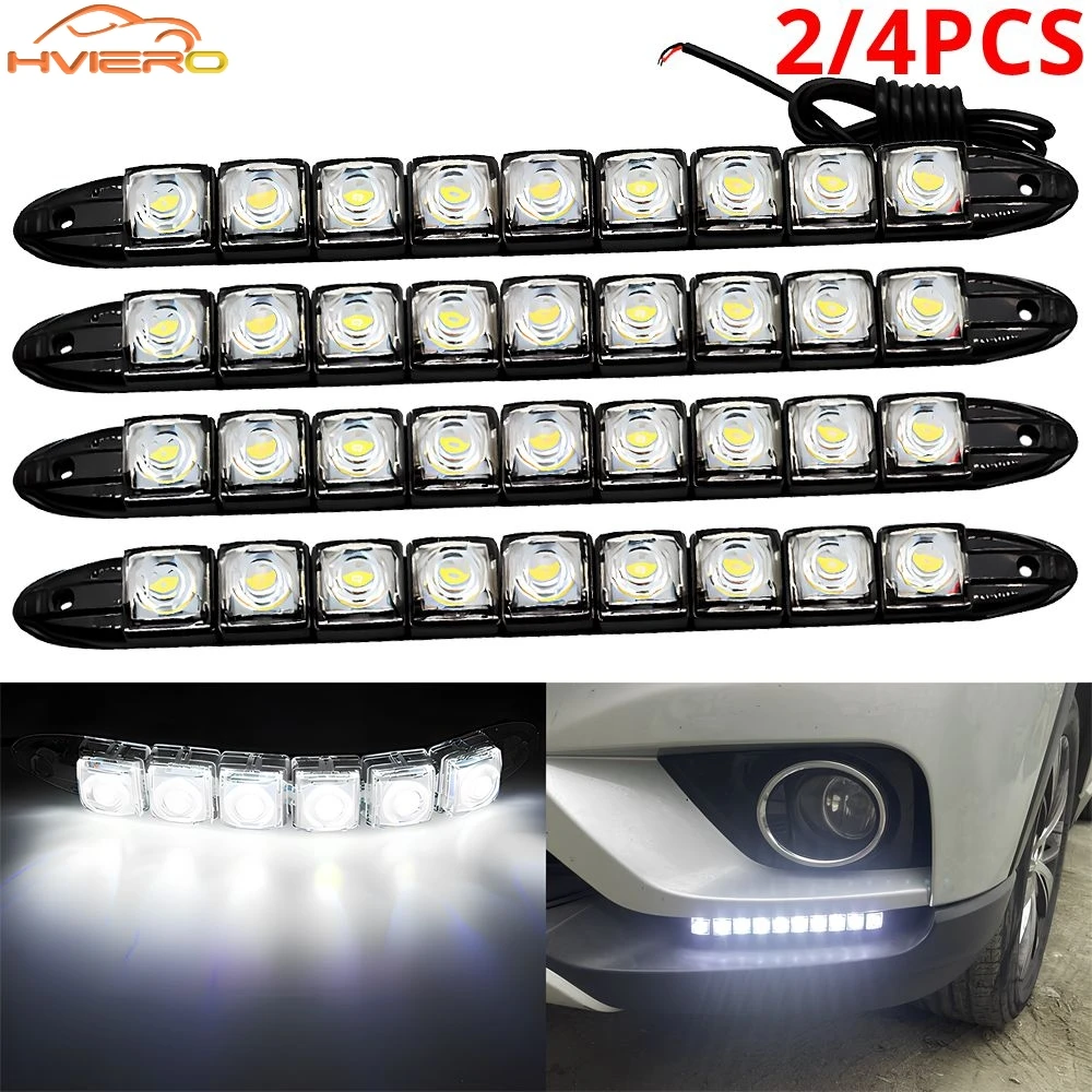 2/4 pièces style de voiture LED 6/9/10/12/16/20 phares LED feux de jour conduite diurne antibrouillard Auto ampoule étanche Flexible