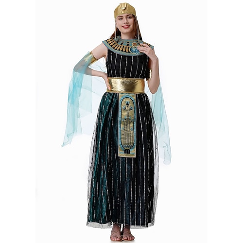 Antikes Ägypten ägyptisch Kleid Ausgefallene Kostüme Kleopatra Göttin Kostüm Damen Fantasie Halloween Karneval Leistung Erwachsene Kleid Gürtel Umhang Image