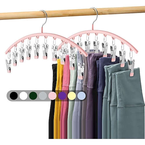 2/4er-Pack Leggings-Organizer für den Schrank, Metallbügel für Yogahosen, 10 Clips für 20 Leggings, platzsparender hängender Schrank-Organizer mit gummibeschichteten Schrank-Organizern und Image