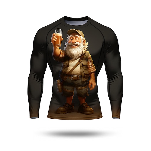Herren Kompressionsshirt Laufshirt 3D-Druck Langarm Basisschicht Frühling Herbst Cartoon Schnelltrocknend Kompression Power Flex Feuchtigkeitsableitend Fitnesstraining Aktives Training Übung Image