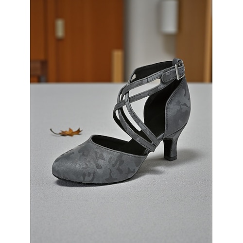Rosa Tanzschuhe mit gekreuzten Riemen für Damen – professionelle Standard-Latein-Absätze für Auftritte und Partys Image