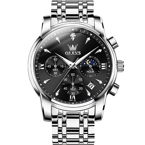 Die neue Olevs Edelstahl Bracelet Business Uhr mit leuchtendem Kalender Kleine drei Zeiger 24-Stunden Multifunktionale Quarz Uhr Freizeit und modische Herren Sport Armbanduhr