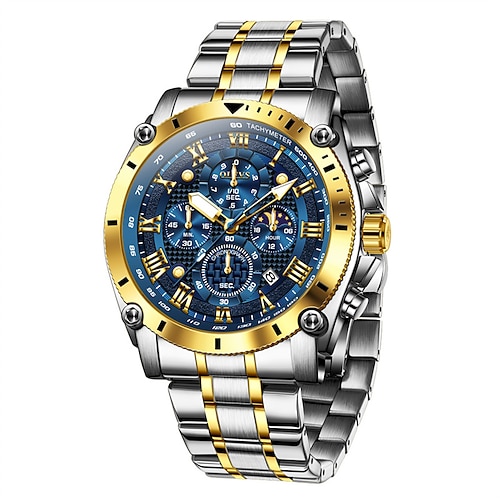 Die neue Olevs Männer Stahlband-Business-Uhr Mondphase leuchtender Kalender Chronograph 24-Stunden-Anzeige Quarz Uhr ist eine modische lässige und vielseitige wasserdichte Sport-Armbanduhr