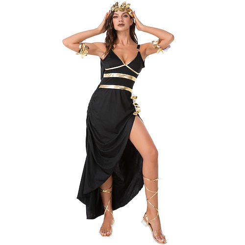 Antikes Ägypten ägyptisch Kleid Ausgefallene Kostüme Kleopatra Göttin Kostüm Damen Fantasie Halloween Karneval Leistung Erwachsene Kleid Kopfbedeckung Handgelenktasche Image