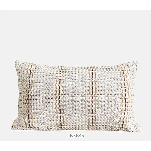 Nordic-Weihnachtsstil beige und braun kariert Wurfkissen dekoratives Kissen für Wohnzimmer Schlafzimmer Lumbar-Kissen Kürbis-Akzentkissen Image