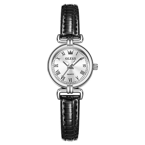 OLEVS 5645 neues originales Muttertagsgeschenk für Frauen Quarz Uhr klassische römische Skala lässige Uhr Leder wasserdicht leuchtend Image