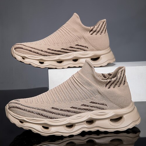 neongrüne Flyknit-Sneaker für Herren – leichte, atmungsaktive Mesh-Laufschuhe für Sportler, Fitnesstraining und den täglichen Sport Image