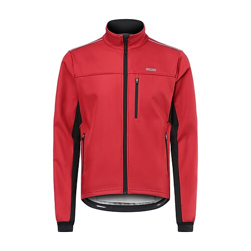 Arsuxeo Herren Fahrradjacke Windjacke Fleecejacke Winter Warm Belüftung Rückentasche Bequem Fahhrad Jacke Trainingsanzug Mountainbike MTB Straßenradsport Stadtradfahren Schwarz Rot Blau Image