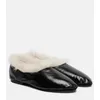 2025 Herbst/Winter Neue Damen Haarige Flache Schuhe Schwarz Mode Damen 34-46 Große Casual Öl Leder Flache Schuhe