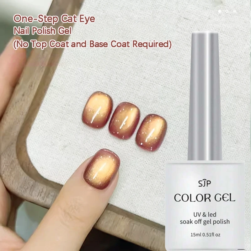 5-in-1 One-Step Cat Eye Nagellack-Gel (kein Decklack und Grundlack erforderlich) 15 ml Gel-Nagellack Herbstglänzender UV-Lack