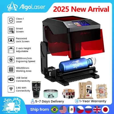 AlgoLaser Pixi Portable Laser Engraver with Rotary Roller Smart Mini Laser Engraving Machine Tools Class 1 Laser Fully Enclosed
