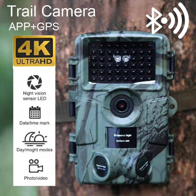 Jagd Trail Kameras 60MP 4K Bluetooth APP GPS Mit 940nm Infrarot Nachtsicht Wilde Outdoor Kamera Wildlife Überwachung PR4000 Image