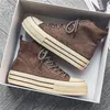Komfort Wildleder Dicke Sohle Herrenschuhe Trend Schnür-High-Top-Schuhe Herren Vulkanisierte Vintage Braune Paare Casual Sneakers