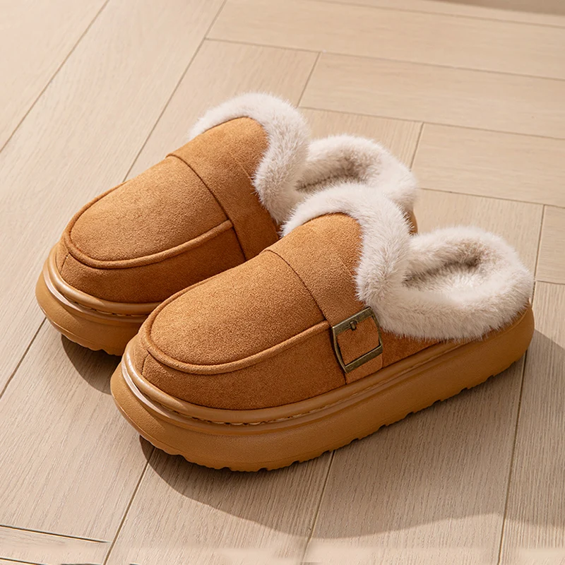 Casual frauen Hause Hausschuhe Winter Plüsch Luxus Designer Frau Schuhe Indoor Flauschigen Plattform Fuzzy Pelz Rutschen Elegante Wohnungen Warme