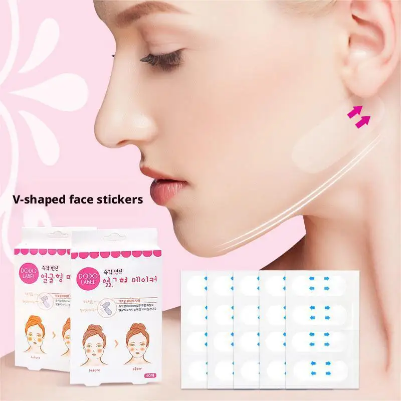 40Pcs/1set V Lift Gesicht Aufkleber Unsichtbare Make-Up Klebstoff Lift Gesicht Band Schlank Patch Atmungsaktive Aufkleber Hebe straffen Kinn Neue Image