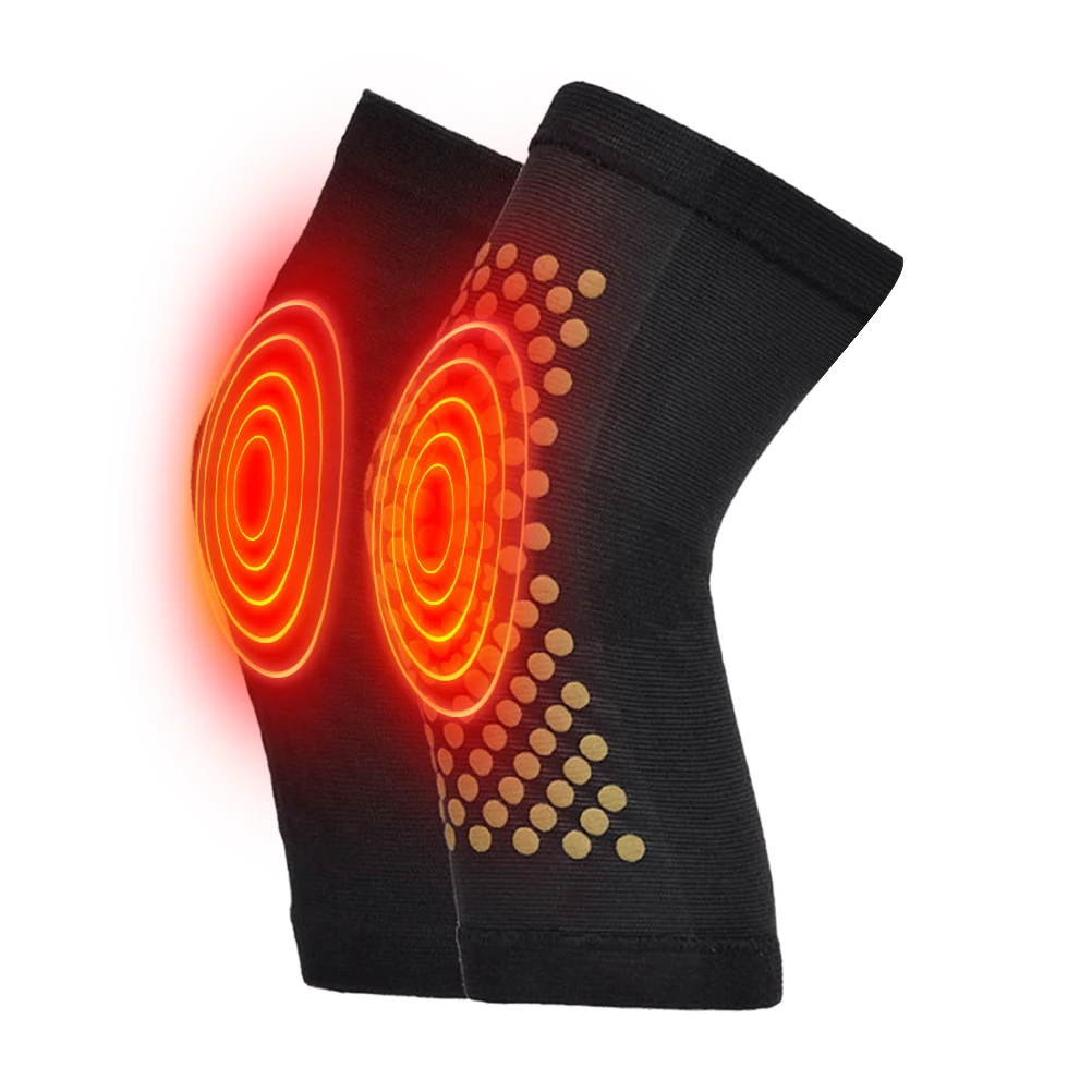 1 Paar selbsterhitzende Knieschützer für Herbst und Winter, zur Linderung von Arthritis, Moxibustions, für ältere Menschen, schwarz, warme Knieschützer Image
