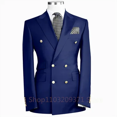 Formal Travel Men's Jacket Suits Fashion Double Breasted Shawl Lapel Slim Fit 1 Piece Blazer High Quality Skinny Wedding Coat