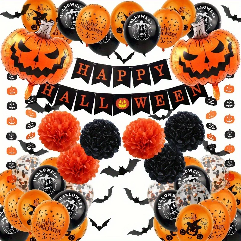 60-teiliges Halloween-Party-Ballon-Set, ideal für Halloween-Ballondekorationen, Geburtstagsfeiern, thematische Veranstaltungen und mehr Image