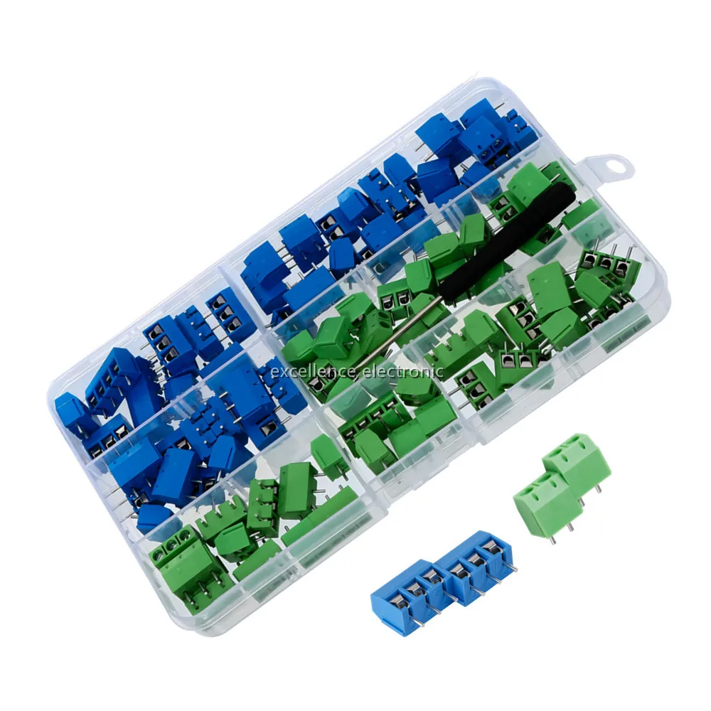 100 teile/schachtel Kupfer KF301 2P/3P 5,0mm Schraube Terminal Block 2 Pin 3 Pin Spliceable PCB Terminal Block Stecker Image