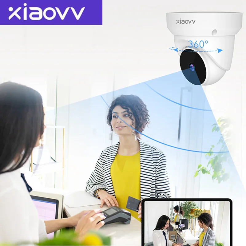 XIAOVV 4MP WiFi Dome Überwachungskamera mit Kindern Haustier Outdoor Indoor PTZ Rotation Einfache Installation Zwei-Wege-Gespräch Bewegungsalarm Messag Image