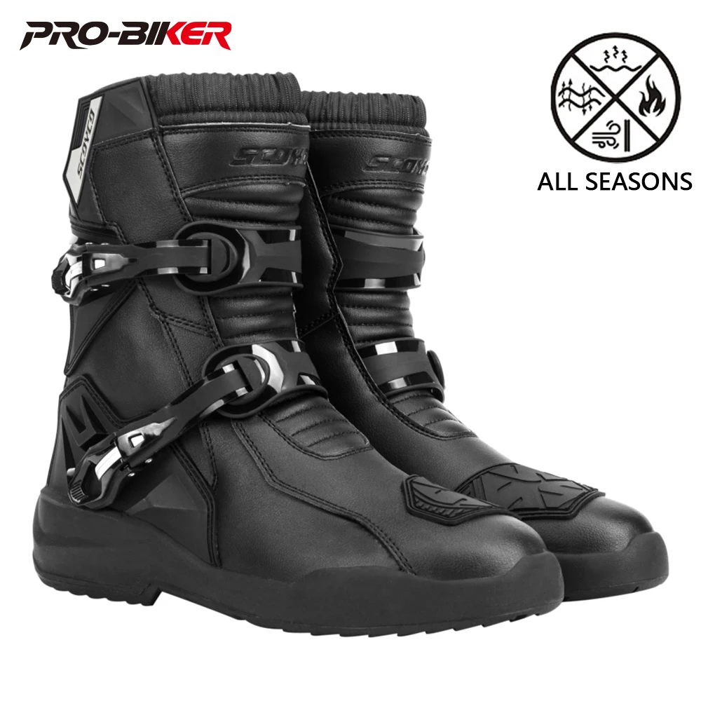 Motorradstiefel Warme winddichte Motocross-Stiefel Outdoor Anti-Rutsch-Motorradschuhe Reitstiefel Verschleißfeste Motorradstiefel Image