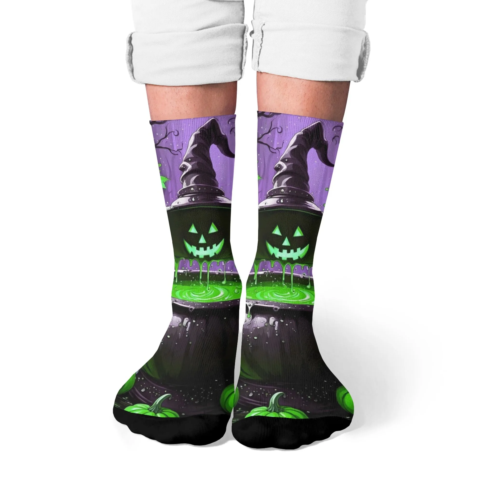 Wizard Magic Pumpkin Lantern Socken Neuheit Spaß Happy Halloween Socken Geschenk Harajuku Stil Bequeme Mode Lässige Herrensocken Image