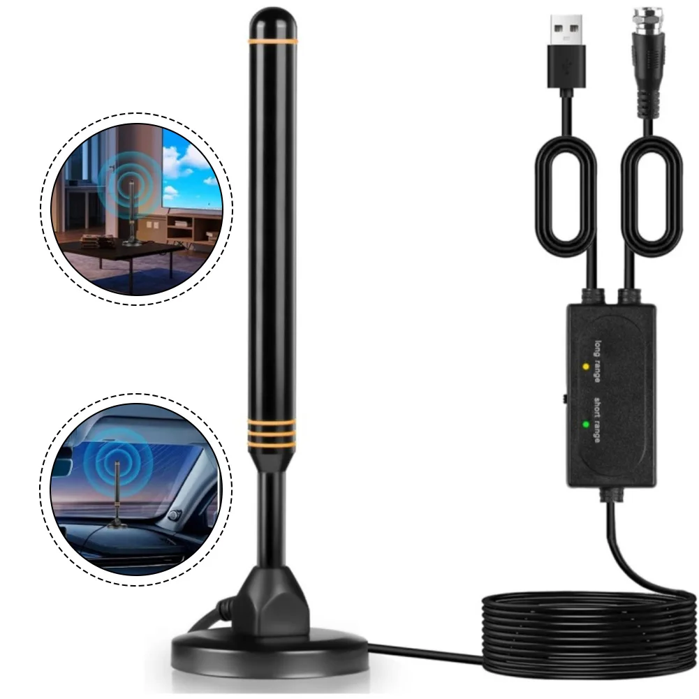 ABS-Digital-TV-Antenne, Innen-/Außen-TV-Antenne, 1000 Meilen Reichweite, 4K HD-Signalverstärker mit 5 m Kabel, TV-Werkzeug-Zubehör Image