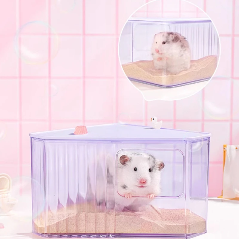 Dreieckige Hamster-Badezimmerbadewanne, Versteck, Sandbad-Toilettenbox, kleine Haustierpflege, Katzbadbox, Heimtierbedarf Image