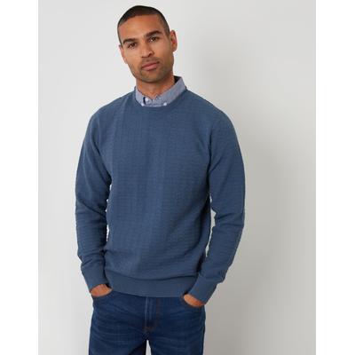 Denim Blue Mock Shirt Textured Knitted Jumper