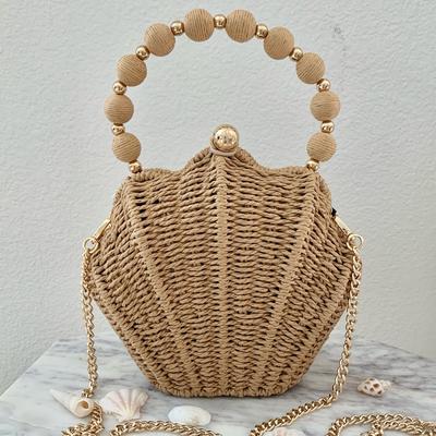 Victoria's Secret Bags | Victoria’s Secret Seashell Shaped Woven Raffia Straw Clamshell Basket Bag | Color: Tan | Size: Os